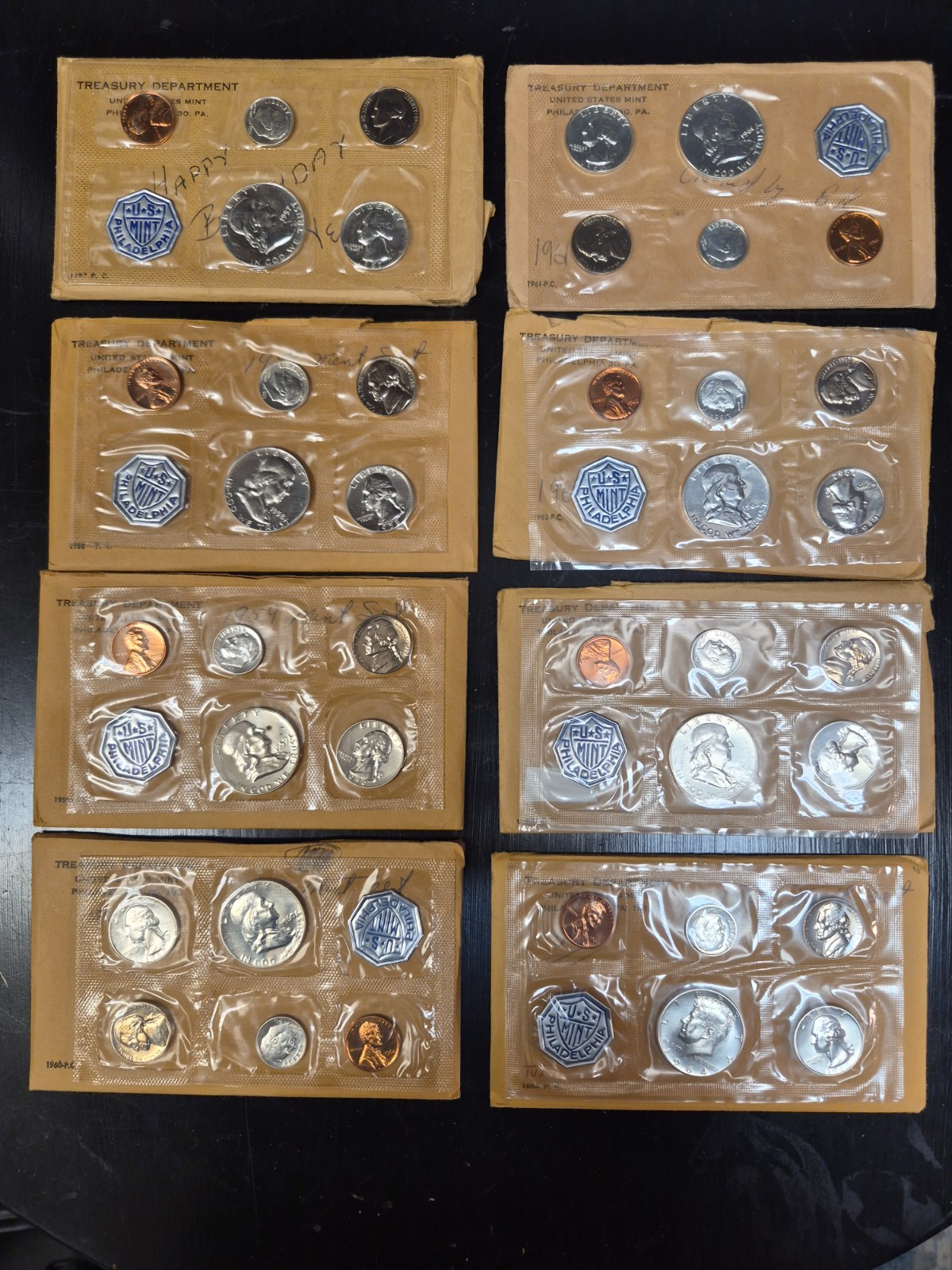 Eight US mint silver proof set lot 57, 58, 59, 60, 61, 62, 63, 64