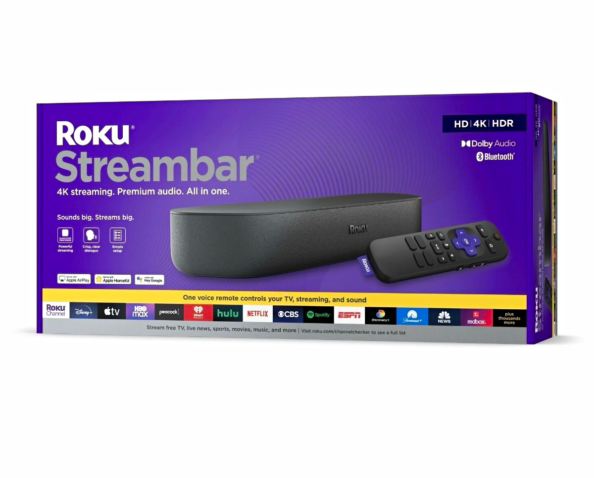 Roku Streambar 4K HDR Dolby Audio Voice Remote Bluetooth Black