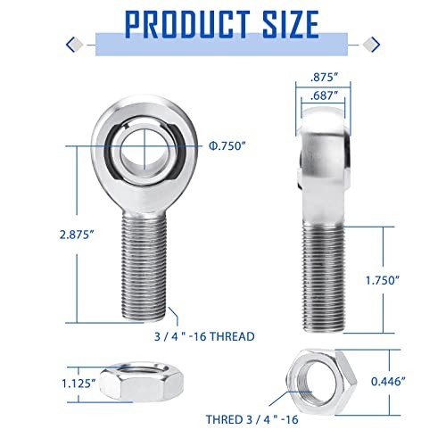 3/4” Heim Joint Rod End Kit, Left and Right Hand Thread Heim 3/4 inch-2 Set