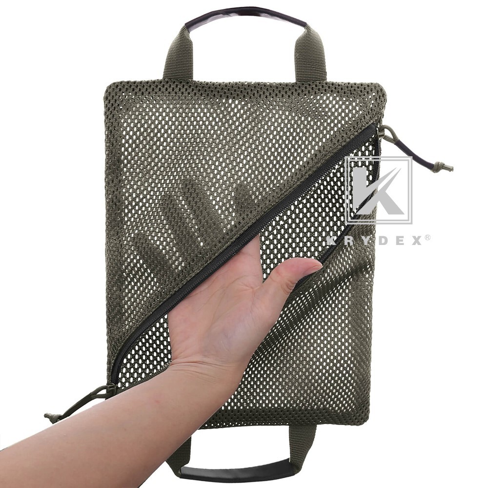 KRYDEX 2pcs Tactical Mesh Pouch Set Modular Storage Organizer Pockets Green BK