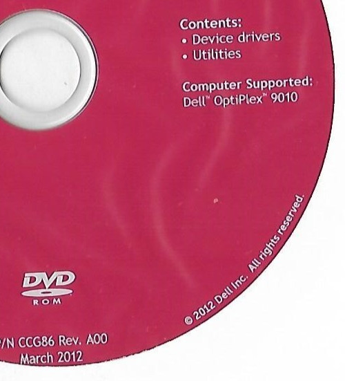 Dell 2012 Resource Media OptiPlex "9010 Drivers & Utilities Software