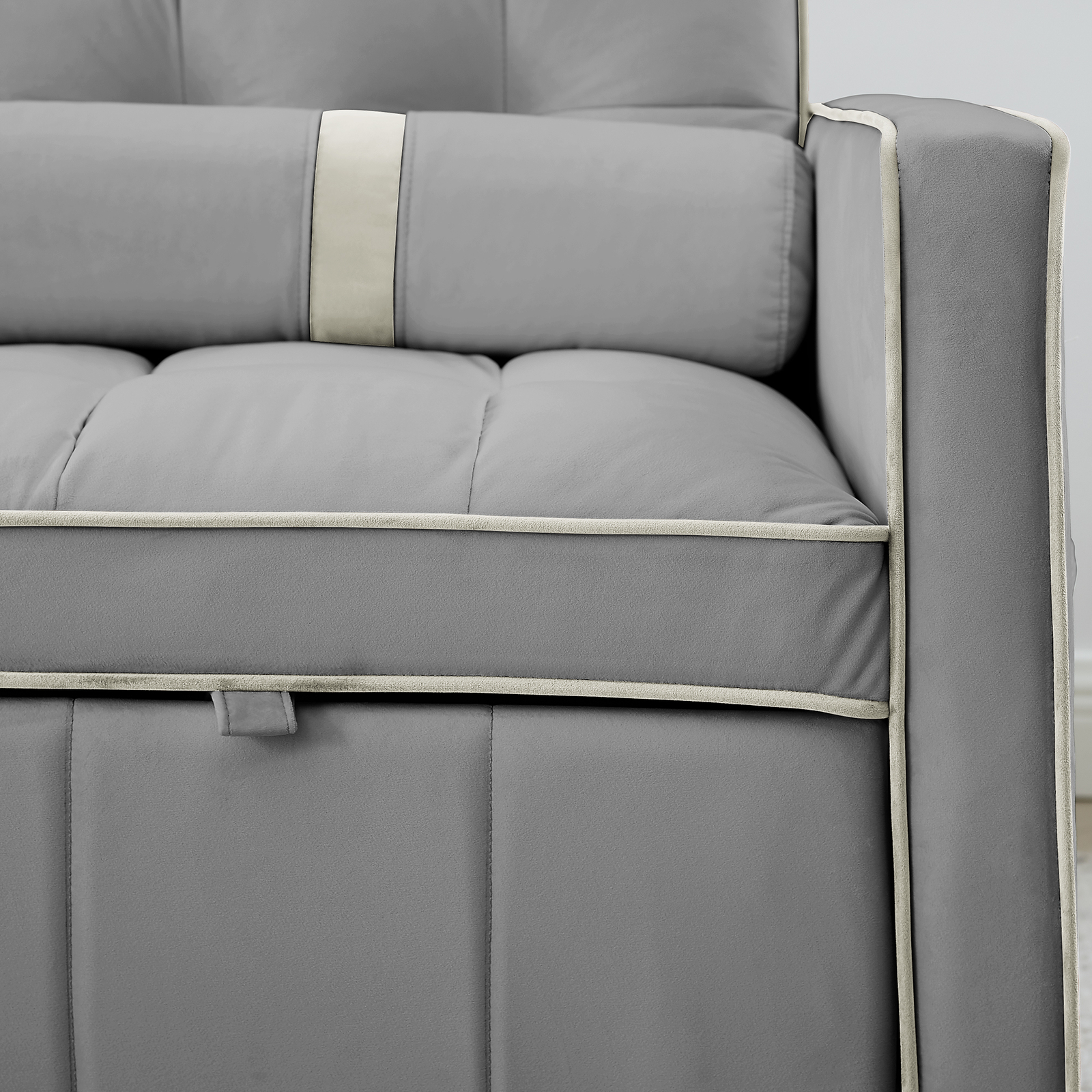 55.5" Pull Out Sleep Sofa Bed 2 Seater Loveseats Sofa Couch w/ Side Pockets
