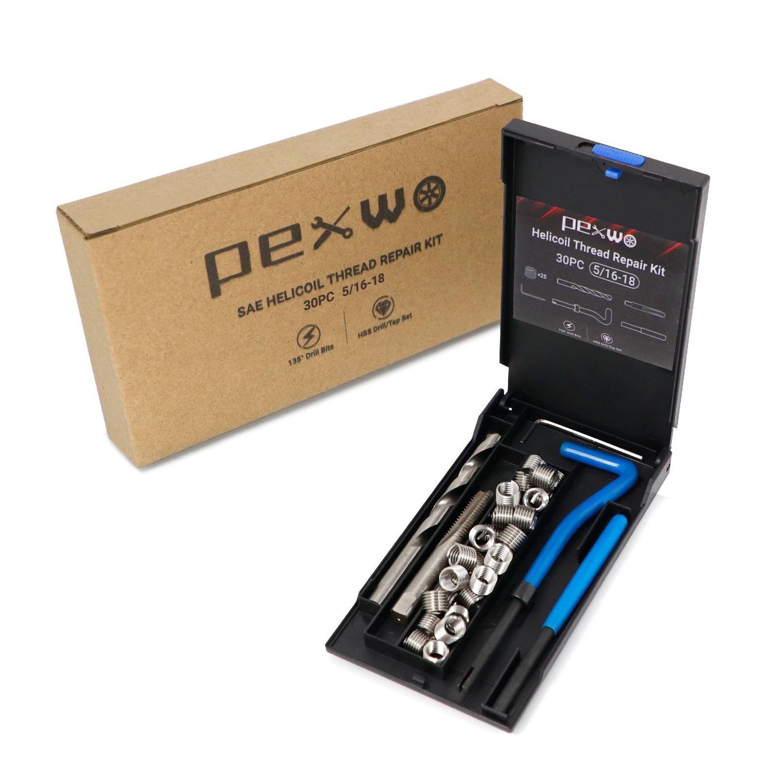 5/1618 Helicoil Thread Repair Kit With HSS Drill Bit SAE Inserts