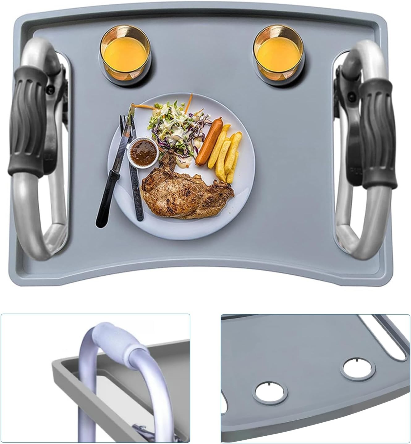 Walker Tray for Elderly Disabled, Folding Rollator Desk Lap Board Eating Aid,...