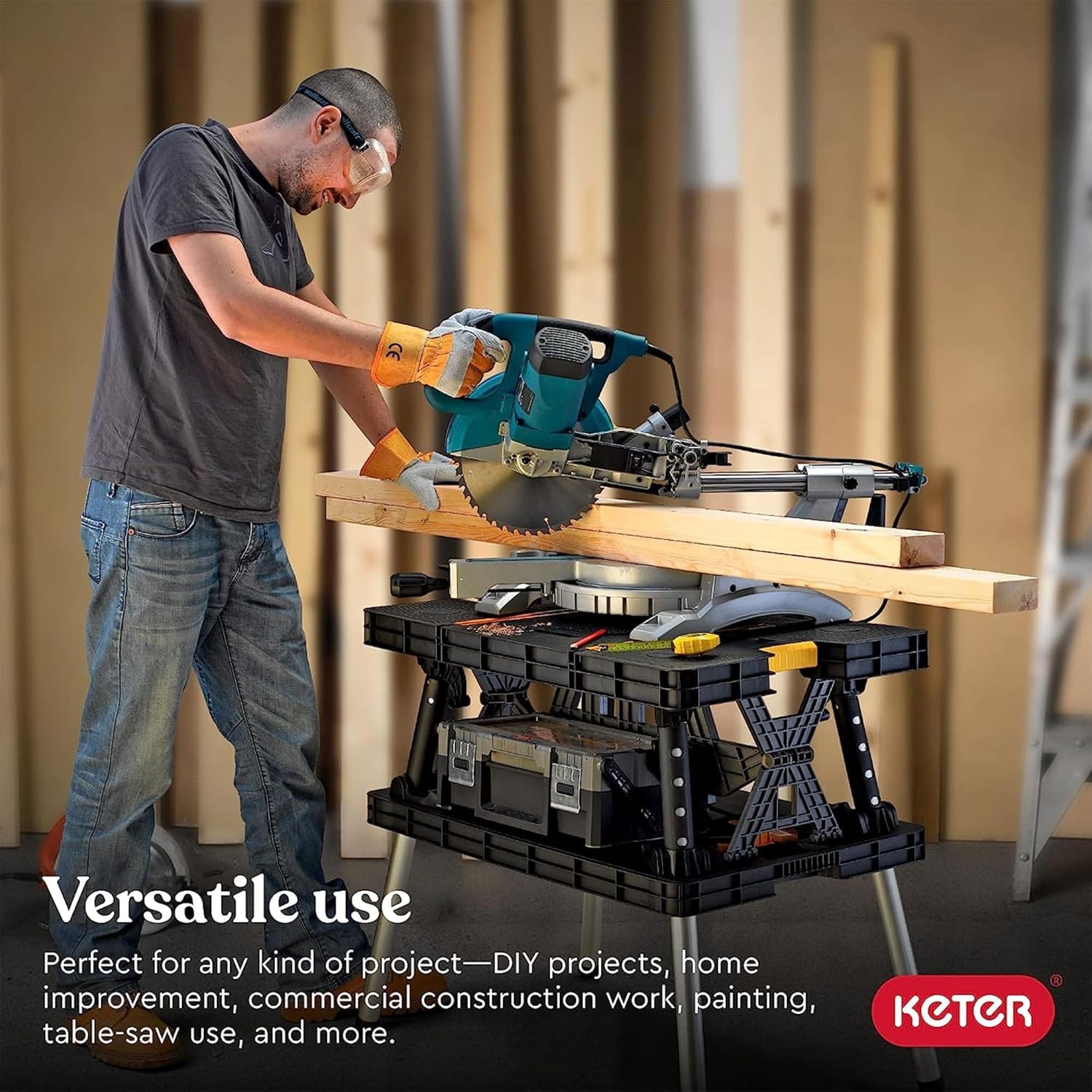 Heavy-Duty Folding Workbench with 1,000 Pound Capacity - Foldable Work Table