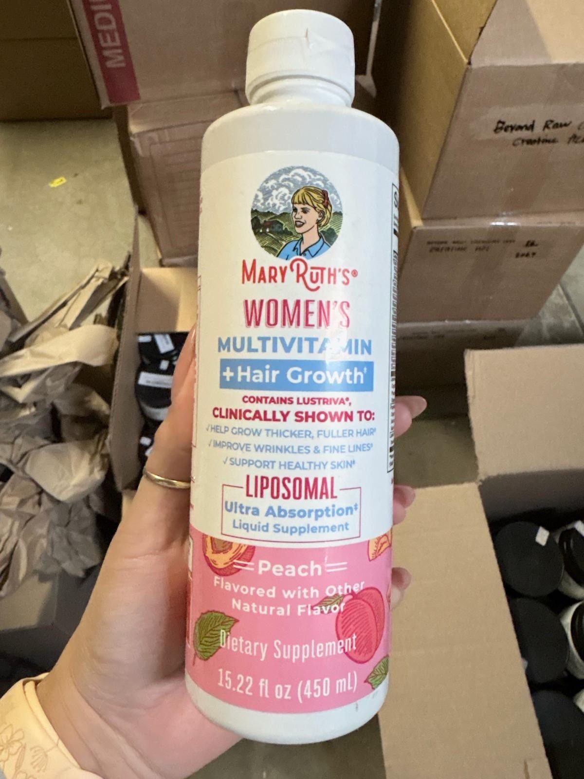 Mary Ruths WOMEN MultiVitamin +HAIR GROWTH 15.22oz Liposomal PEACH