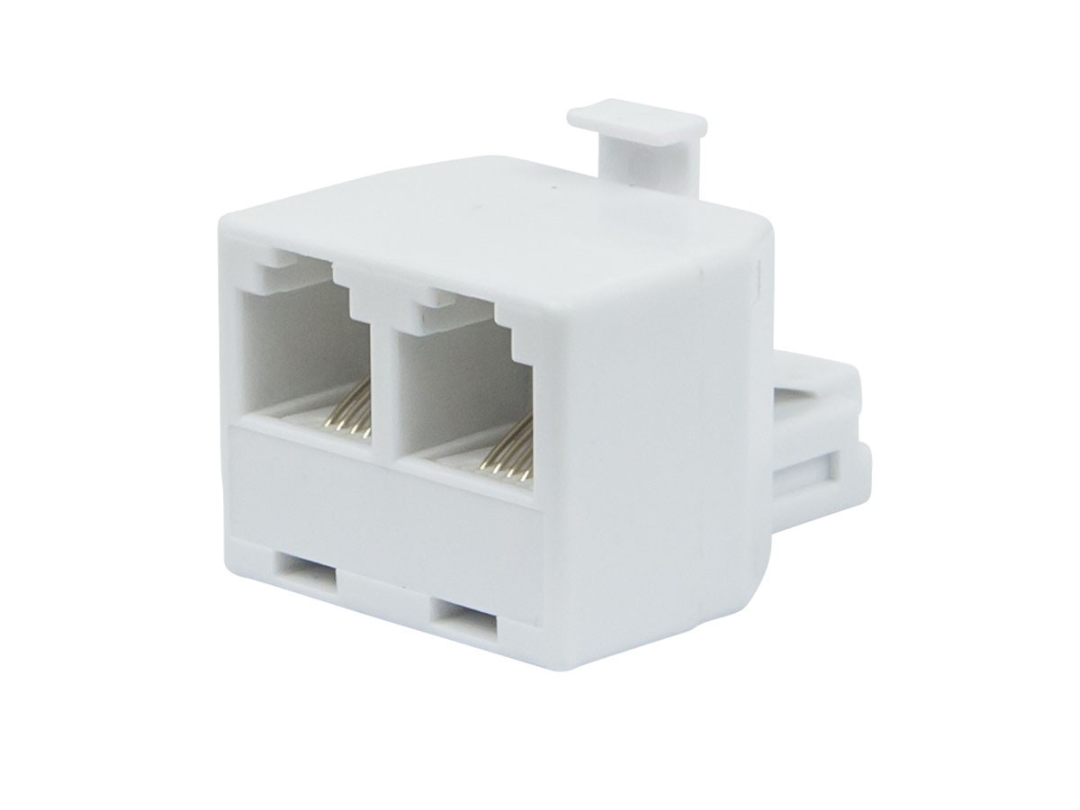 Monoprice RJ11 6P4C Modular T-Adapter Male to 2x Female, Straight, White