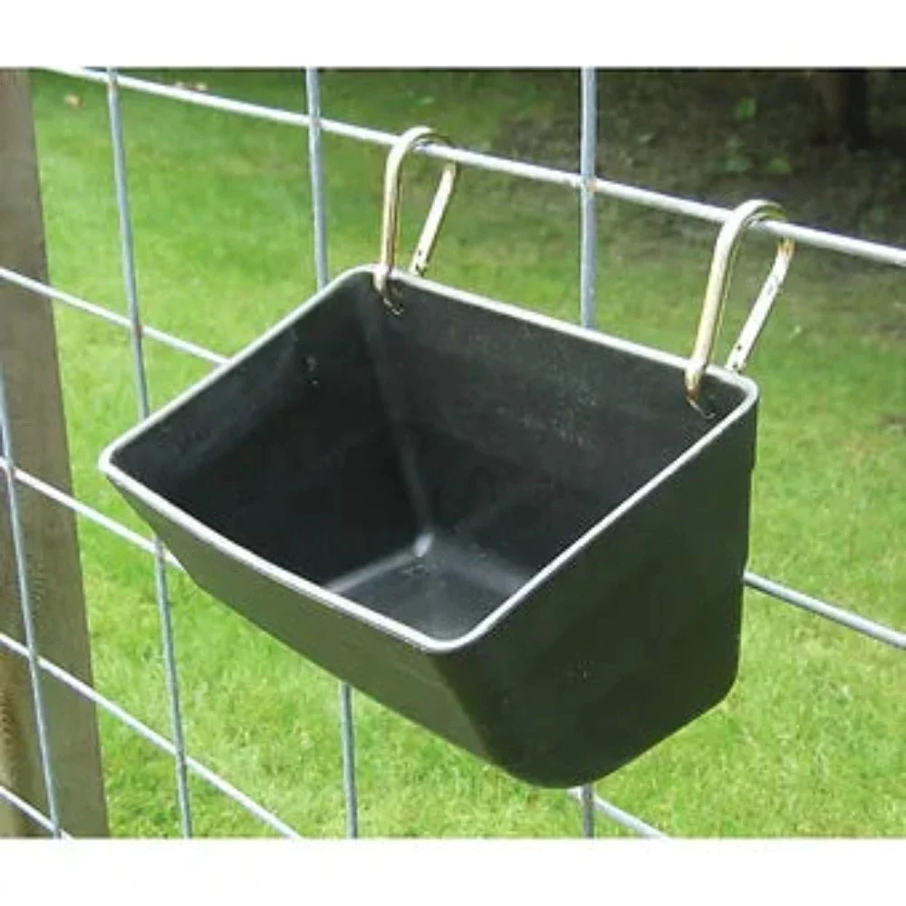 11" long DuraFlex PLASTIC FENCE FEEDER w Clips For livestock animals 2 COLORS