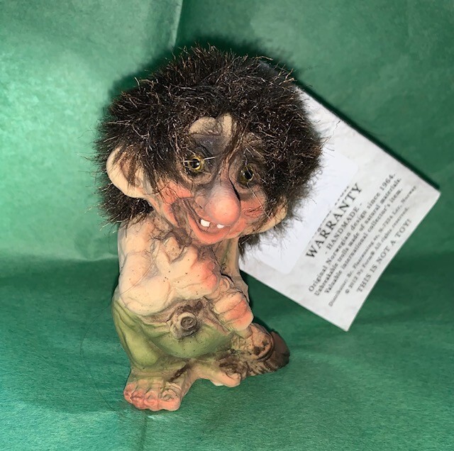 NyForm Troll with Broom Sweeping Handmade Norwegian Design 3.75" BRAND NEW w/Tag