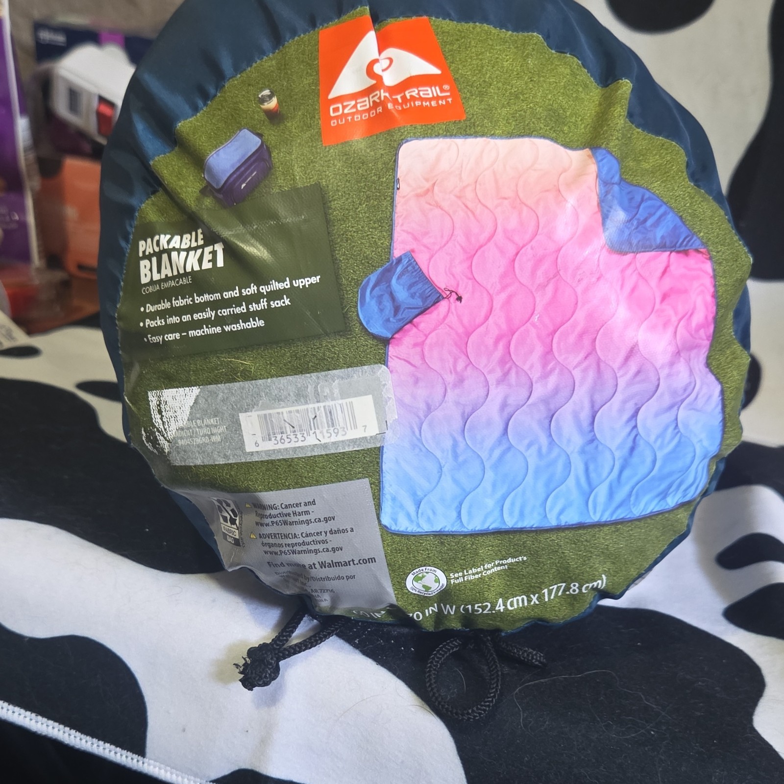 Ozark Trail Packable Blanket Gradient Pink Blue Recycled Polyester 60x70in w/ S…