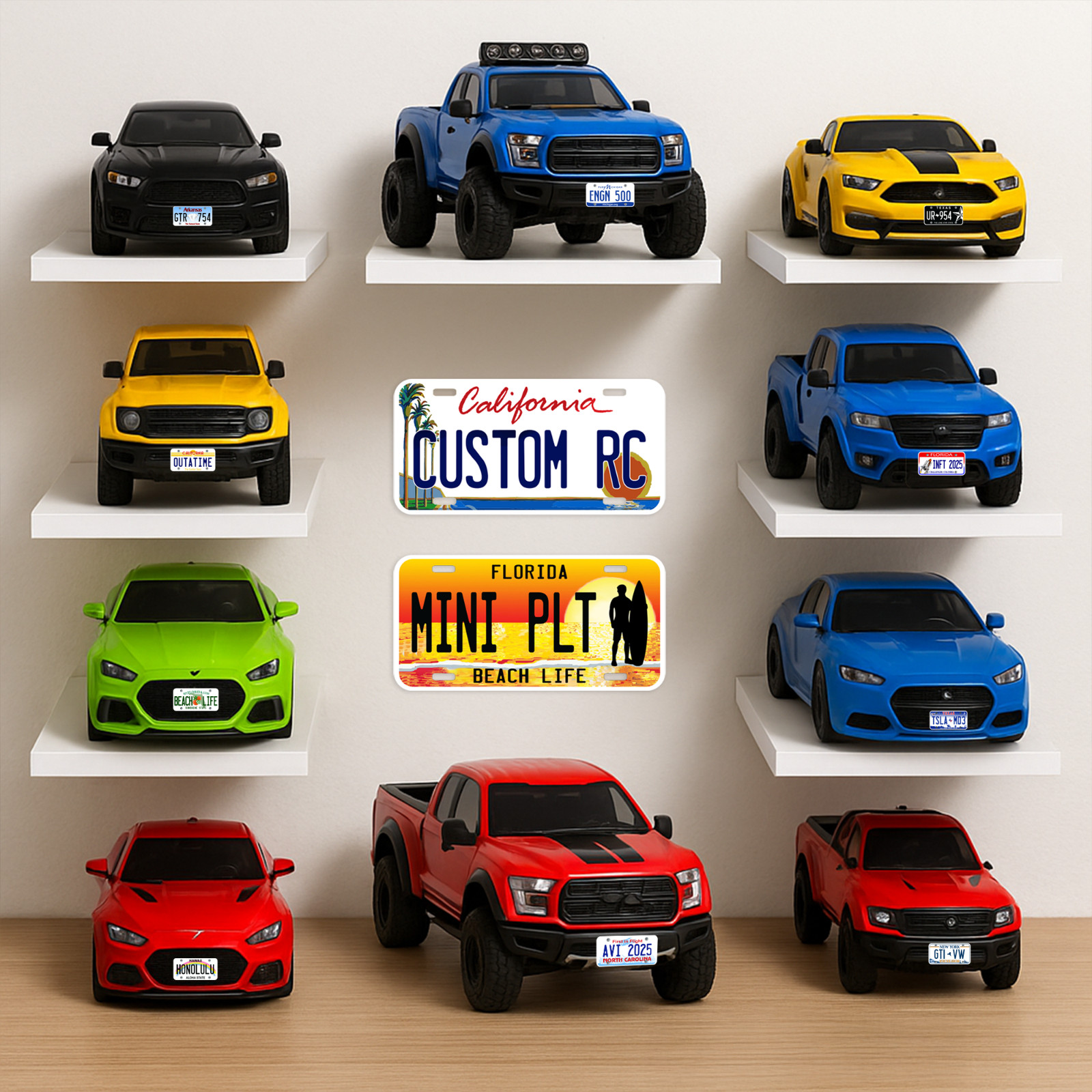Custom RC car license plate | scale model 50 States | Fits 1/8, 1/10, 1/12, 1/14