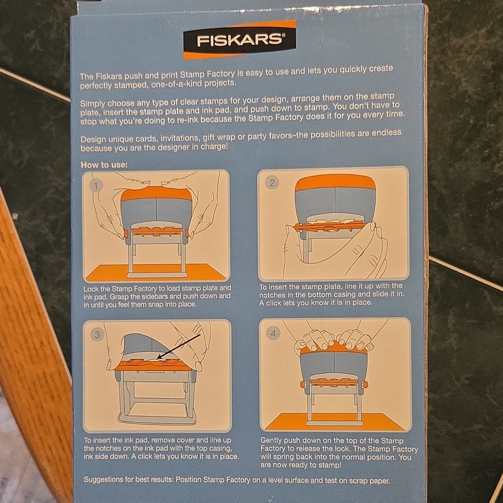 Fiskars Push and Print Stamp Factory Self-Inking System Stamping Tool