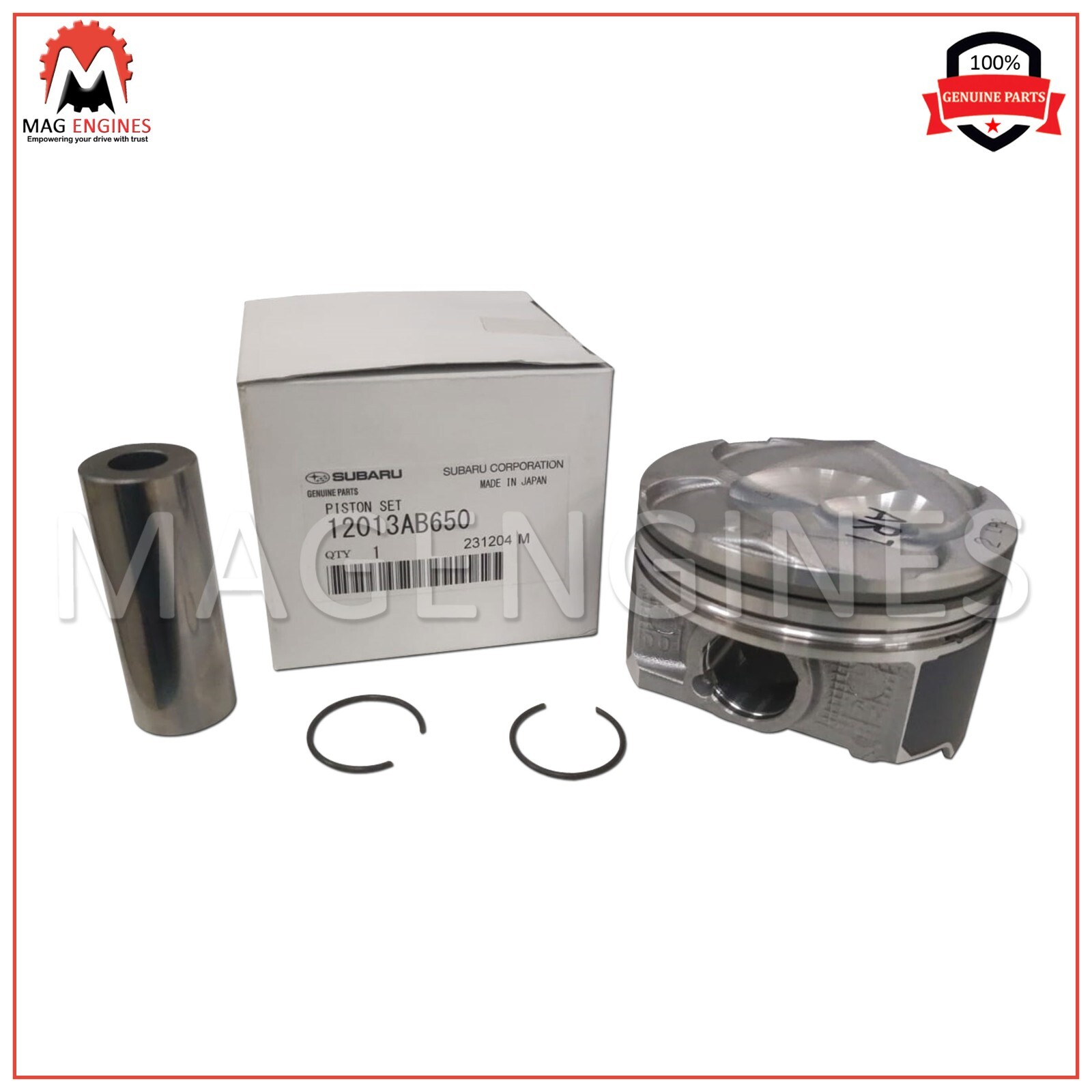 12013-AB650 SUBARU GENUINE OEM PISTON SET-RH (STD A) FA20 2.0L FOR FORESTER WRX