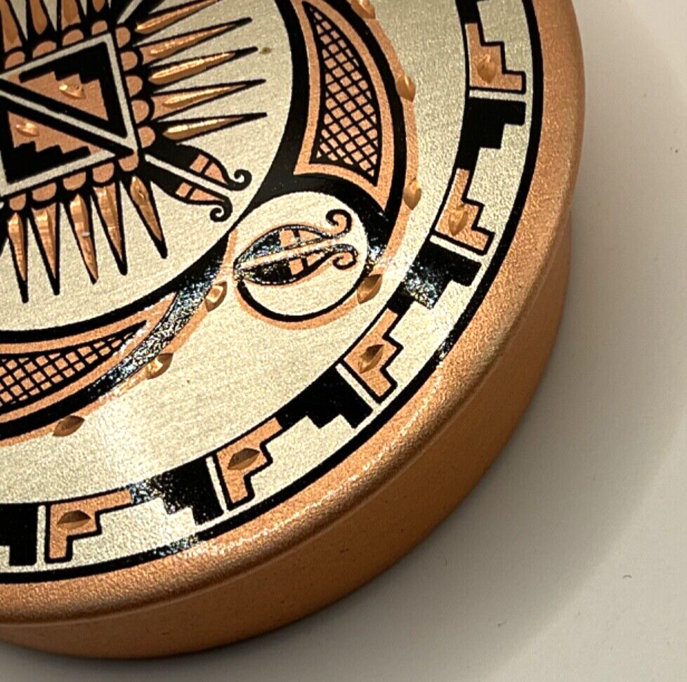 Copper lidded box from Greece 4” in diameter.