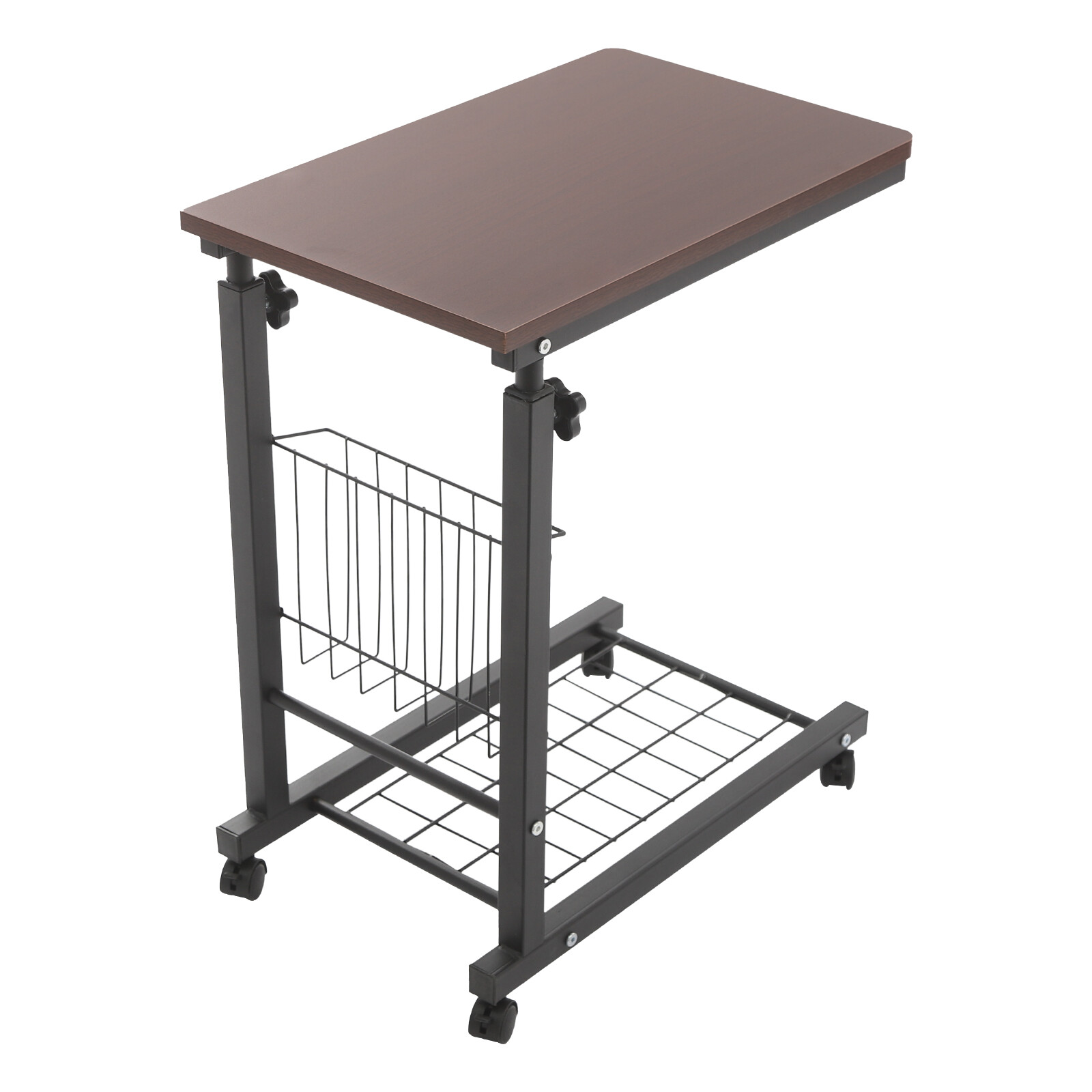Adjustable Bed Side Table, Side Table with Wheels, Mobile Standalone TableUS