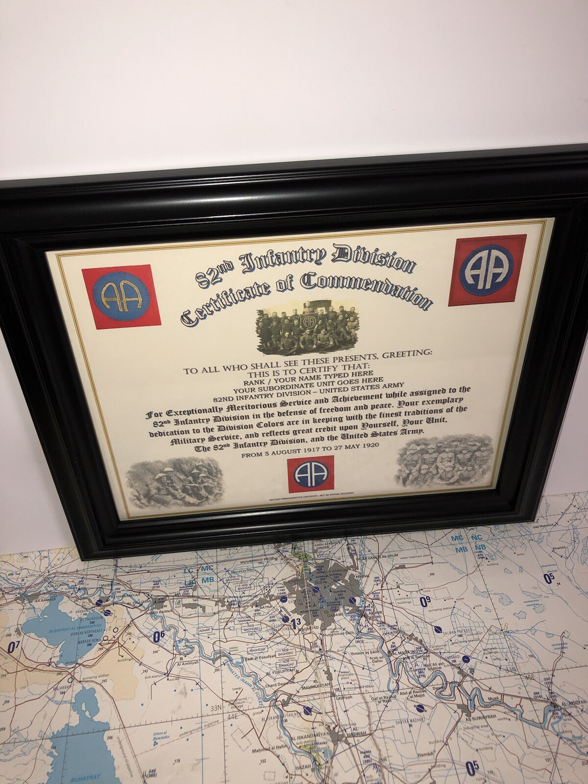 82ND INFANTRY DIVISION - WWI / COMMEMORATIVE - CERTIFICATE OF COMMENDATION