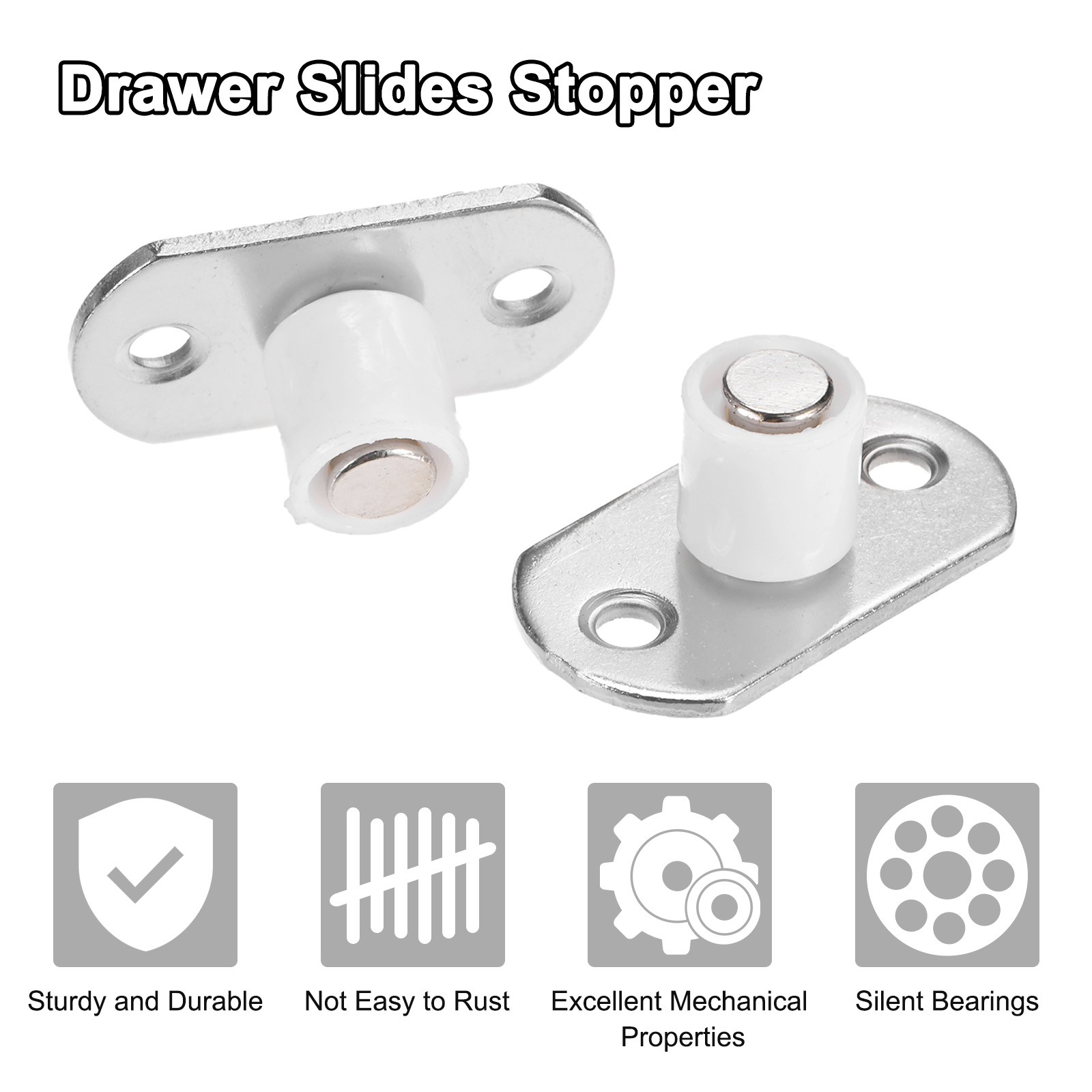 2-Pack Roller Guide Sliding, 4mm/0.16" Dia Sliding Floor Guide [White]