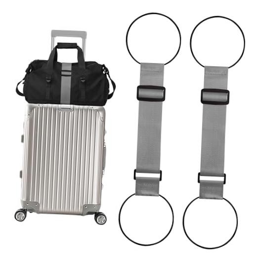 2 Pack Adjustable Luggage Straps for Add a Bag, Bungees Elastic Belt 2Pack Gray
