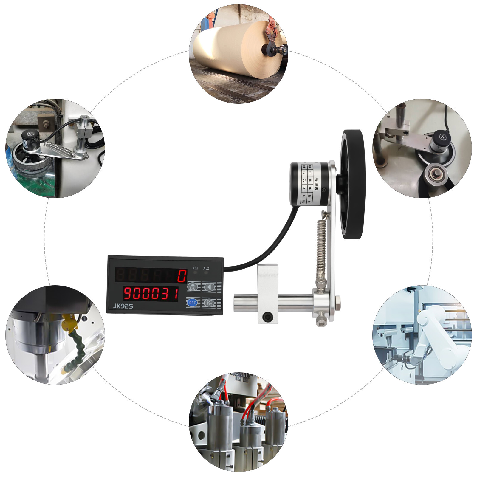 Digital Length Meter Counter 0-999999 with Control Function, US Plug
