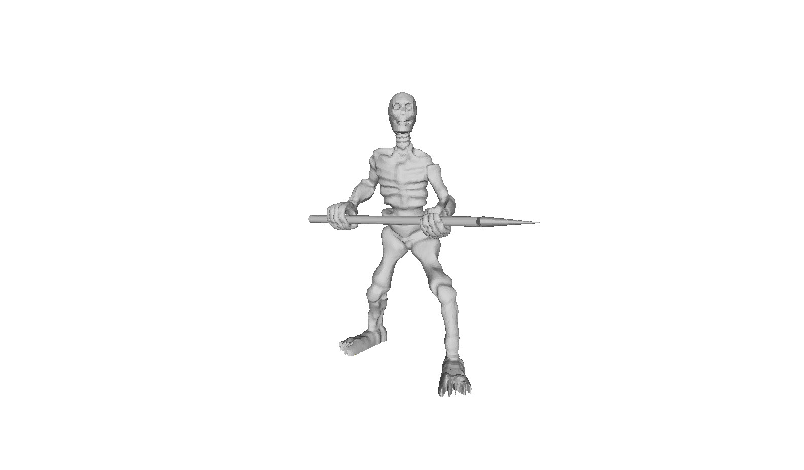 Printle KM Homme 216--Skeleton Holding a Spear Figure for Dioramas Train Sets