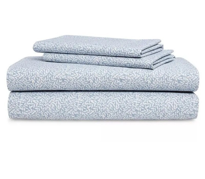 Ralph Lauren Willa QUEEN chambray blue leaf 4 pc sheet set cotton