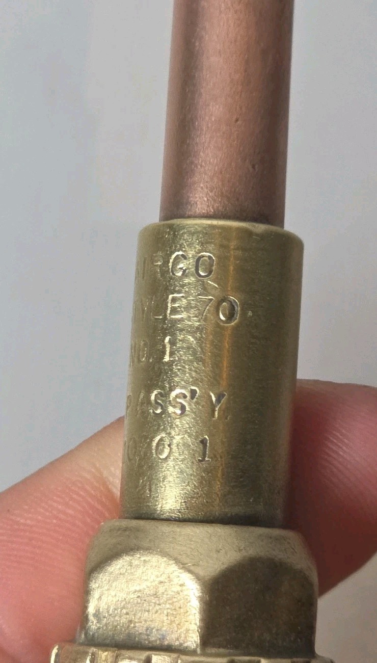 Airco Oxy-Acetylene Model 700 + Sz 1 Style 70 Brazing Welding Torch Tip UNTESTED