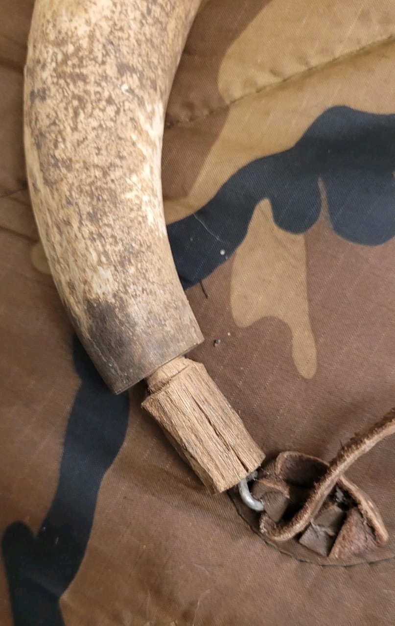 Vintage Muzzleloader Black Powder Powder Horn Leather Strap