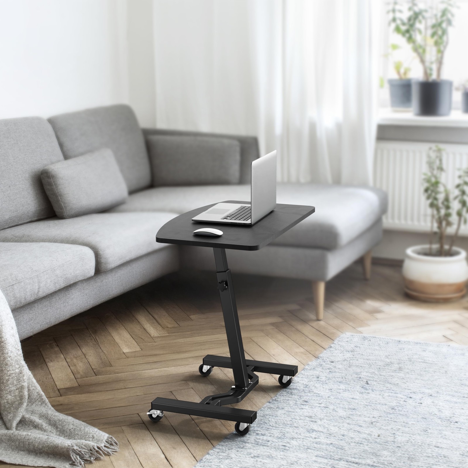 Mobile Height Adjustable Laptop Rolling Cart with Height Adjustment from 28" ...