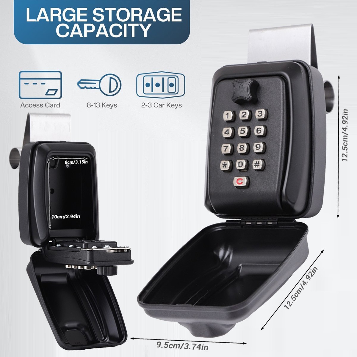 Key Storage Lock Box Wall Car Window Punch Button Lock Box for Ride Share Turo