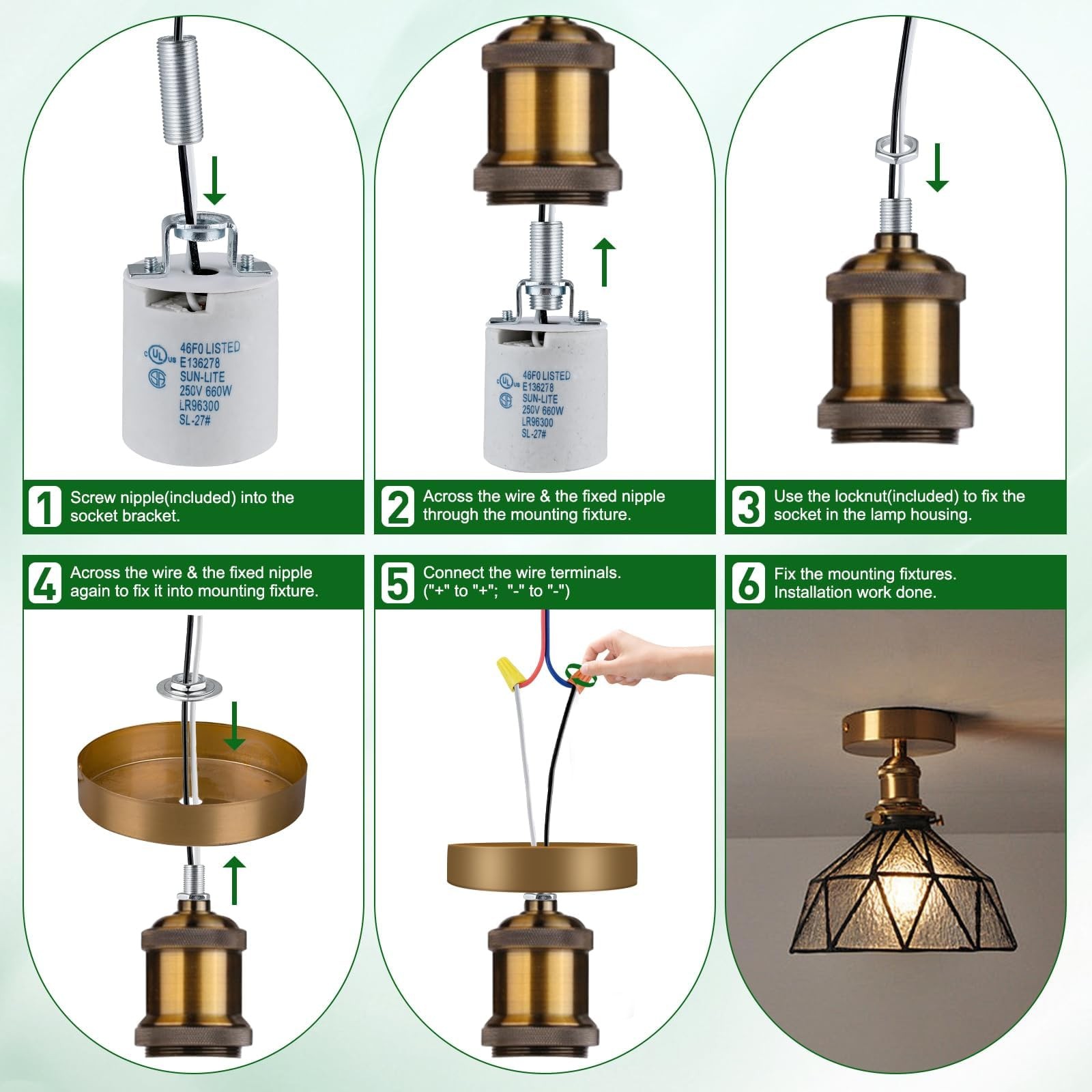 E26 Light Socket,Standard Medimun Screw Bulb Socket Lamp Holder,E26 Porcelain...