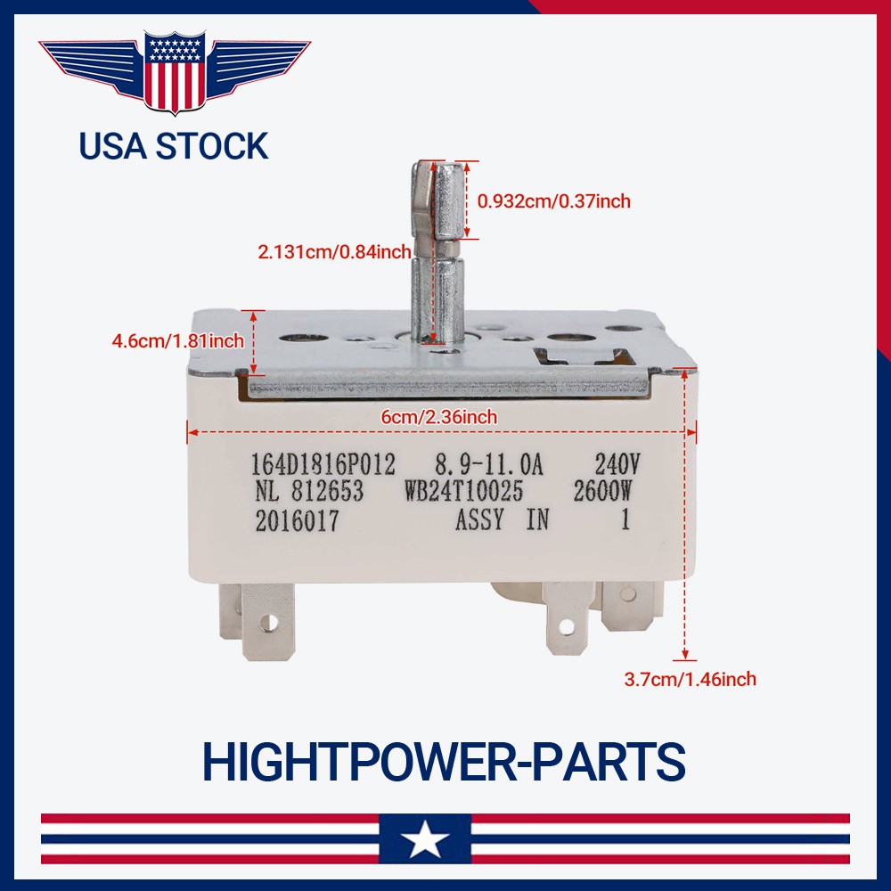 WB24T10025 Range Switch Surface Burner Control Switch For GE Kenmore Hotpoint