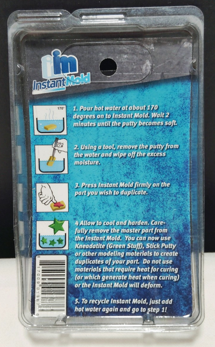 Instant Mold Just Add Hot Water Moldable Plastic Duplicating Compound New