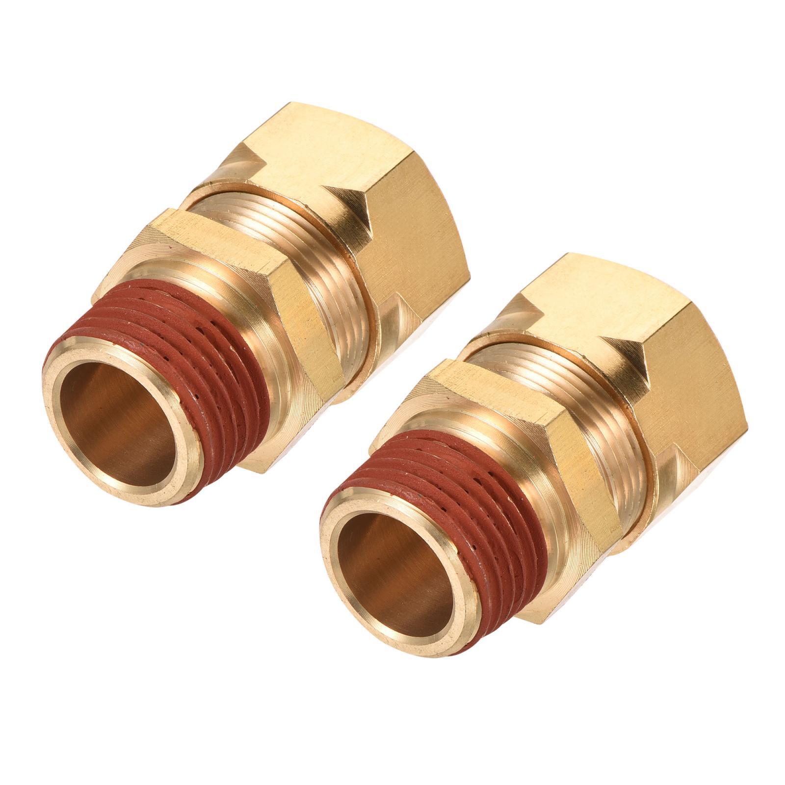 Brass Compression Tube Fitting 1/2NPT x 3/4" Tube OD Straight Coupling 2Pcs