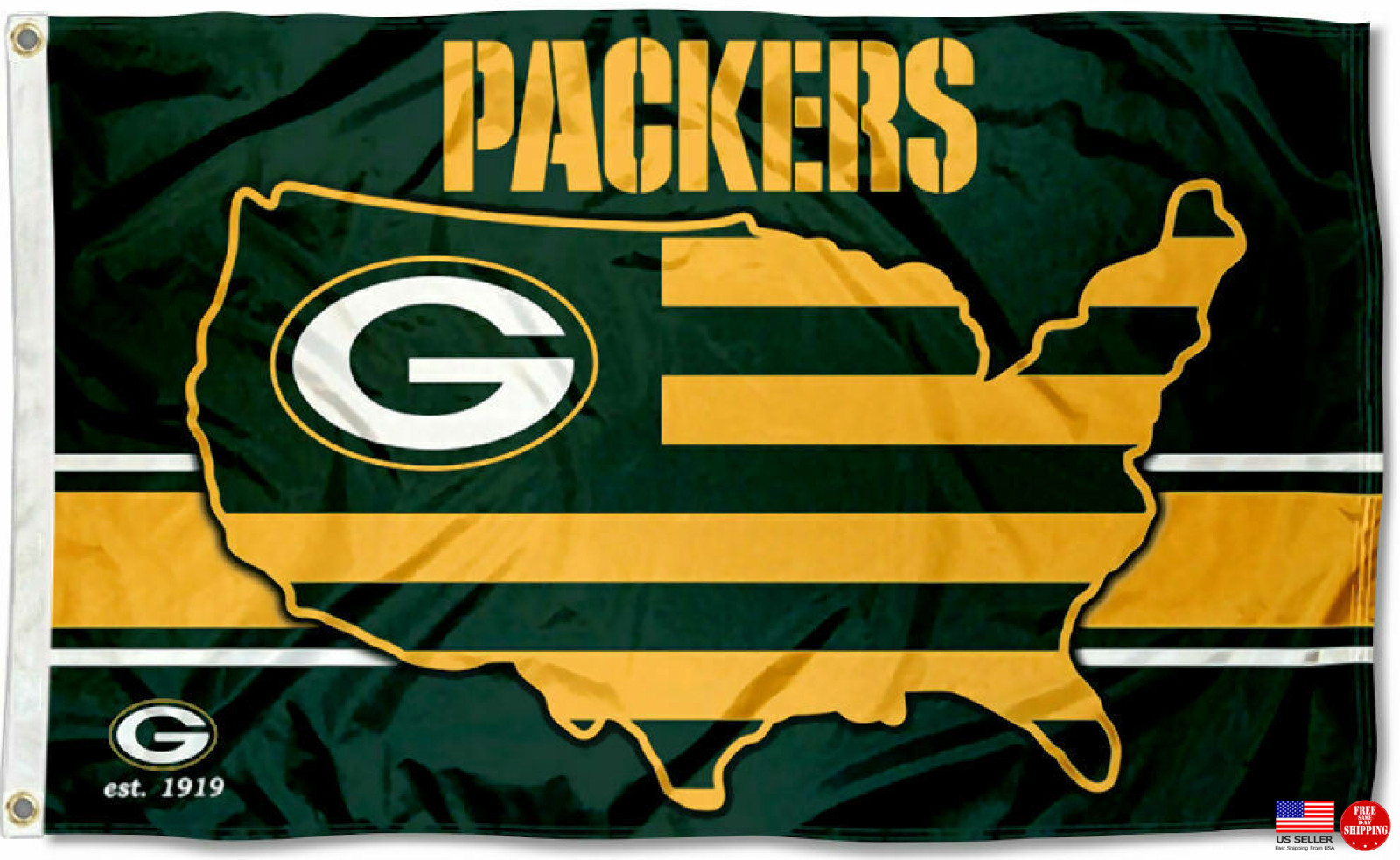 Packers FLAG 3X5 Green Bay Banner Football New USA Man Cave Flags Wall Sign