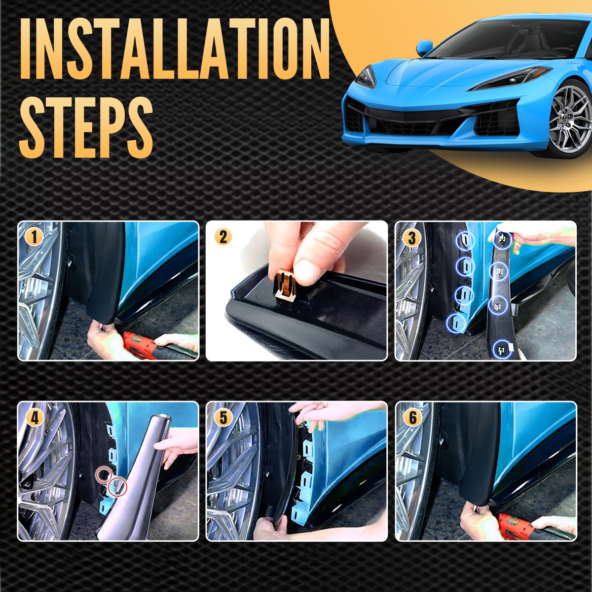 Carbon Flash XL Extended Fender Guards Mud Flaps For Corvette C8 Z06 E-Ray 2023+
