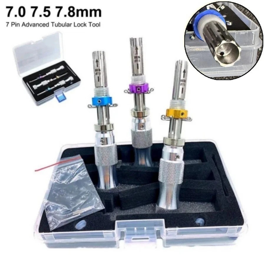 3PC Tubular 7 Pins Tool Stainless Adjustable Tool 7mm 7.5mm 7.8mm 3 Inner Rods