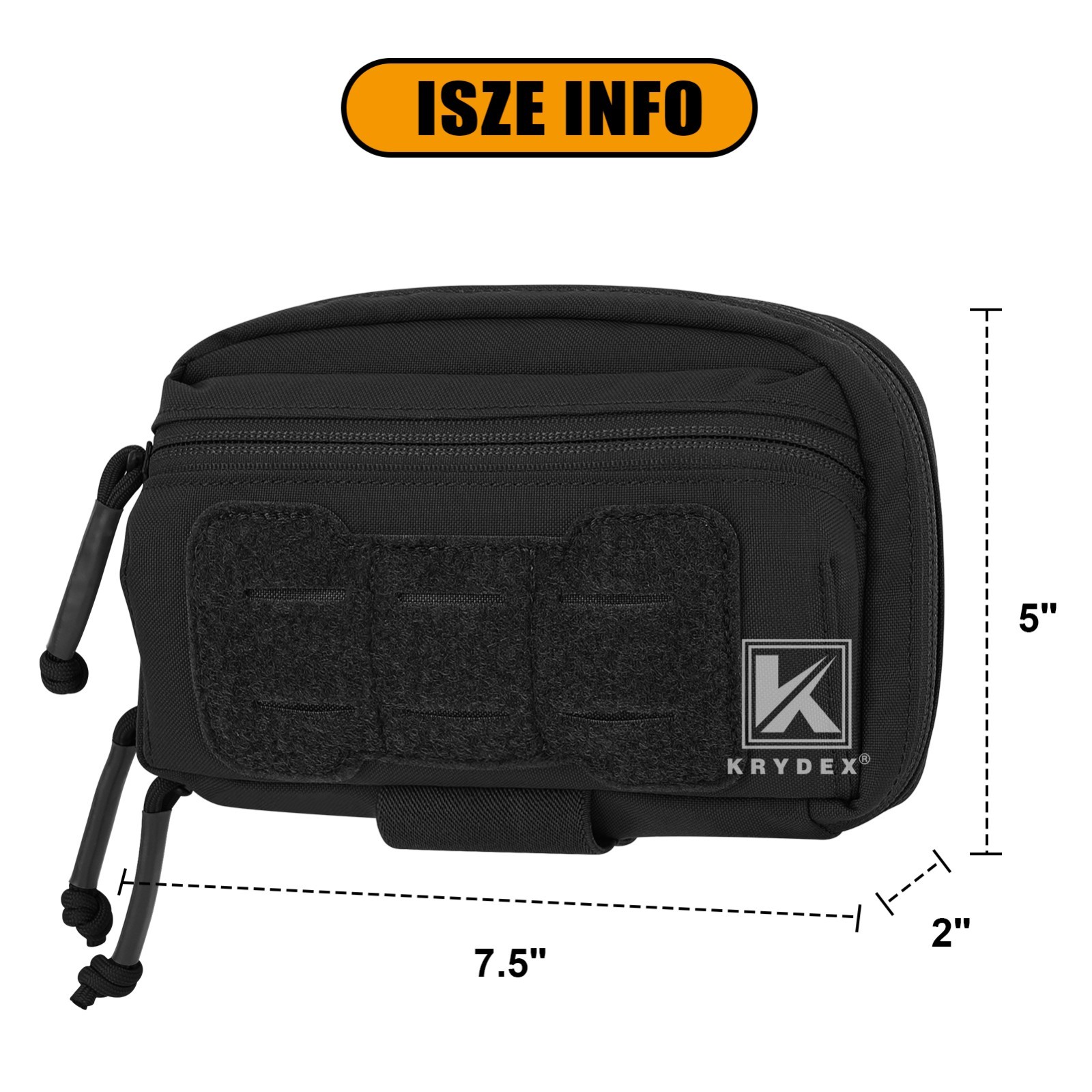 KRYDEX Tactical Modular Utility GP Pouch MOLLE Back Front Pocket Panel Small BK