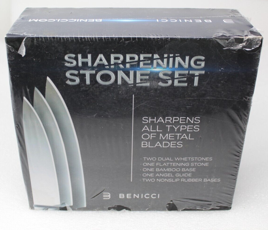 NEW Benicci Sharpening Stone Set / SHARPENS ALL TYPES OF METAL BLADES