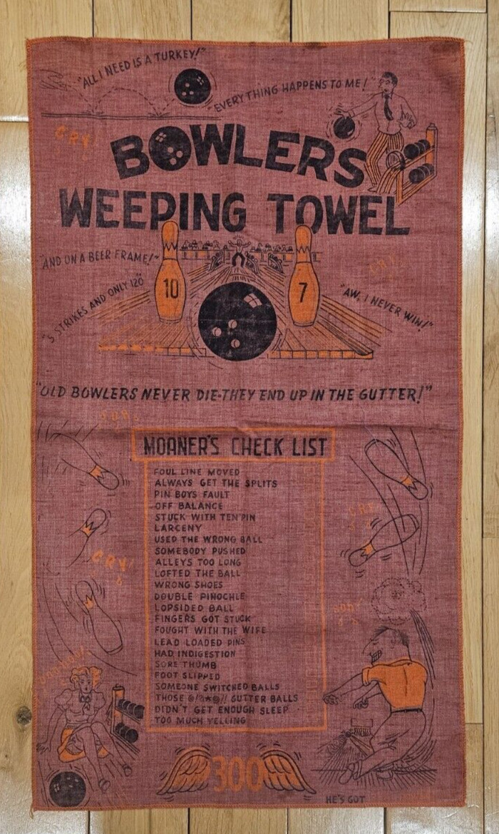 Vintage Bowlers Weeping Towel Bowling Moaners's Checklist Novelty Gag Gift