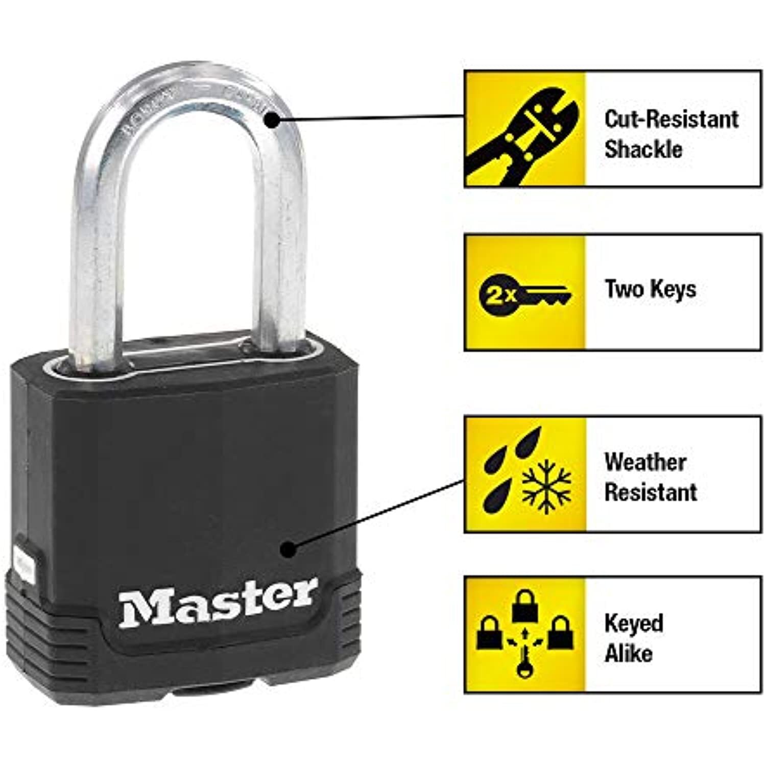 Master Lock M115XTRILF Magnum Heavy Duty Outdoor Padlock with Key, 3 Pack