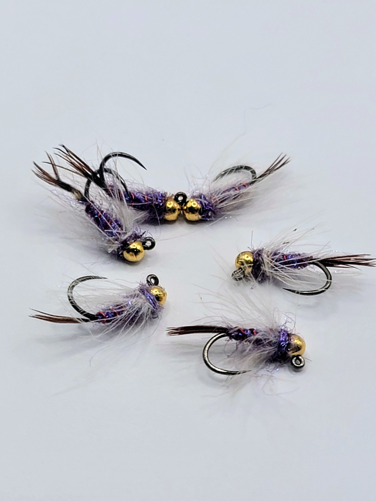 Purple Tungsten Euro Nymph Jig Fly #14 Trout Flies Frenchie Style Lot 6