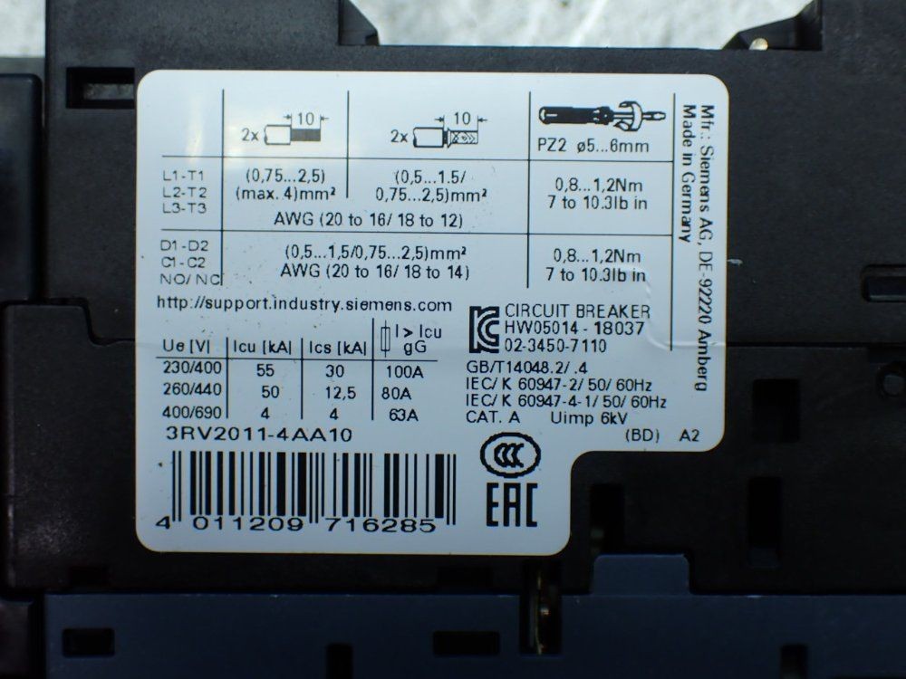 SIEMENS COMBINATION STARTER 3RA21104AA181BB4