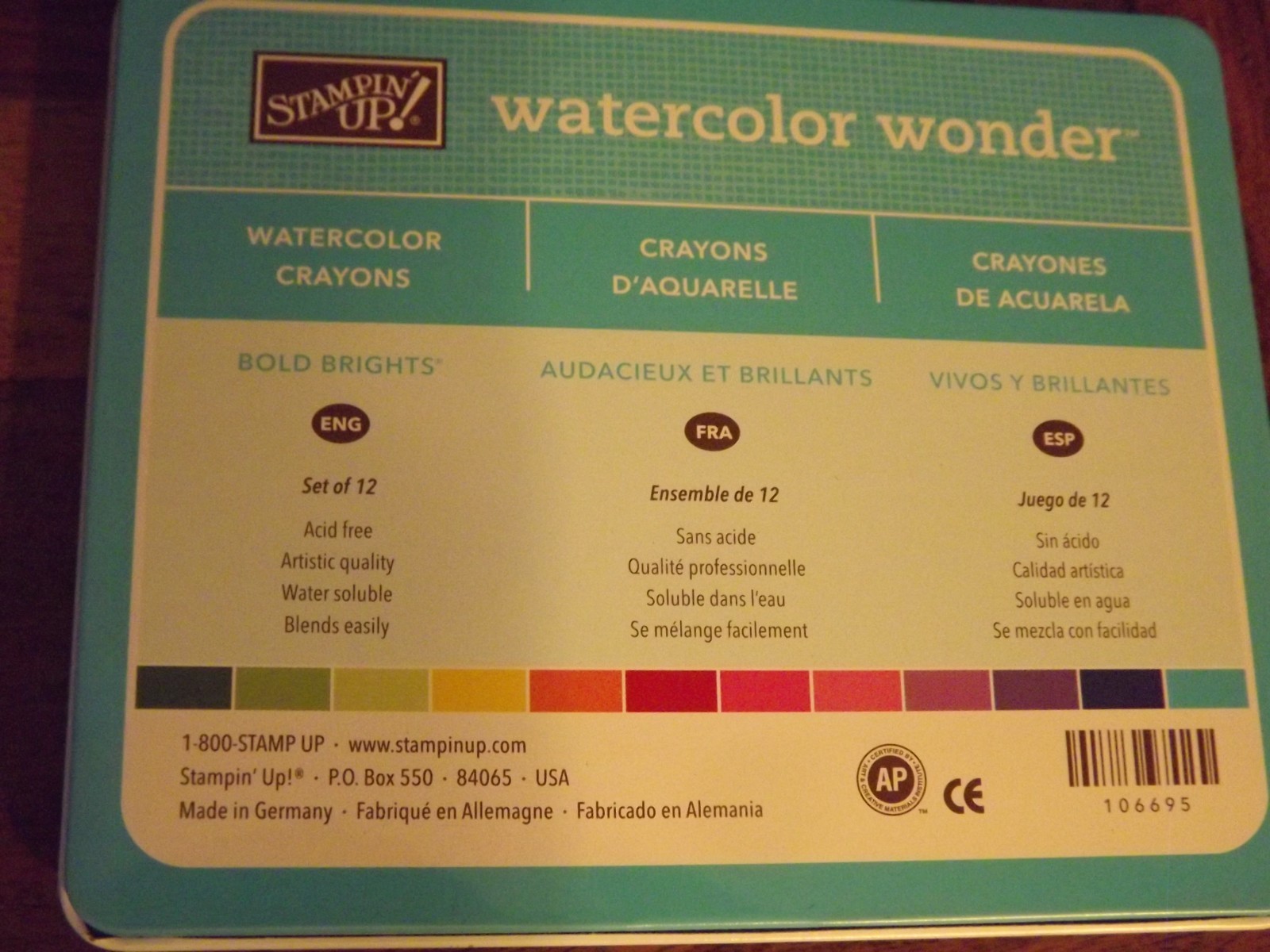 Sampin Up Watercolor Wonder-Watercolor Crayons-Bold Brights Set of 12-Retired