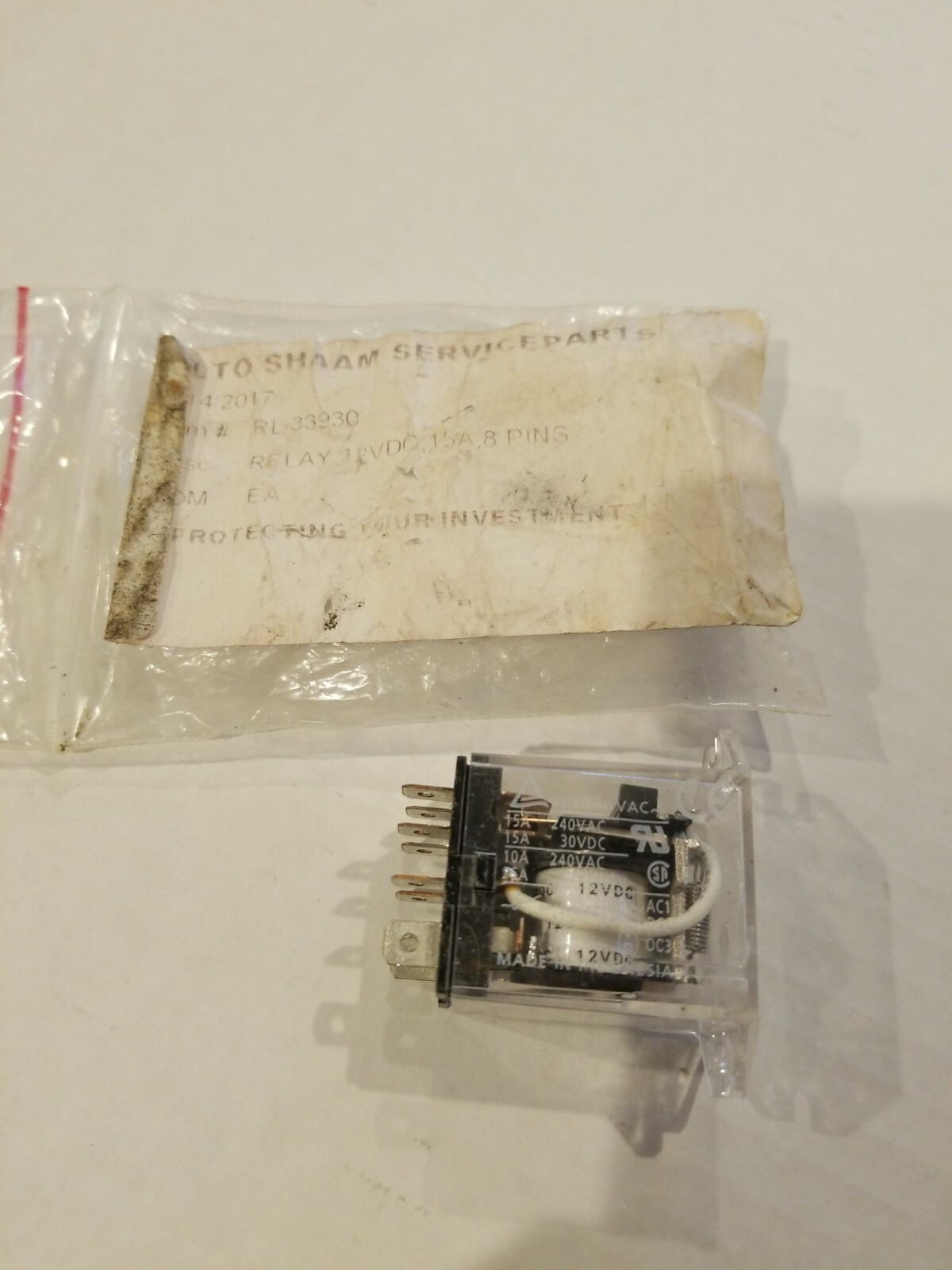 Alto Shaam RL-33930 Relay, Light/Ignition, 12VDC, 15A, 8 Terminal OEM