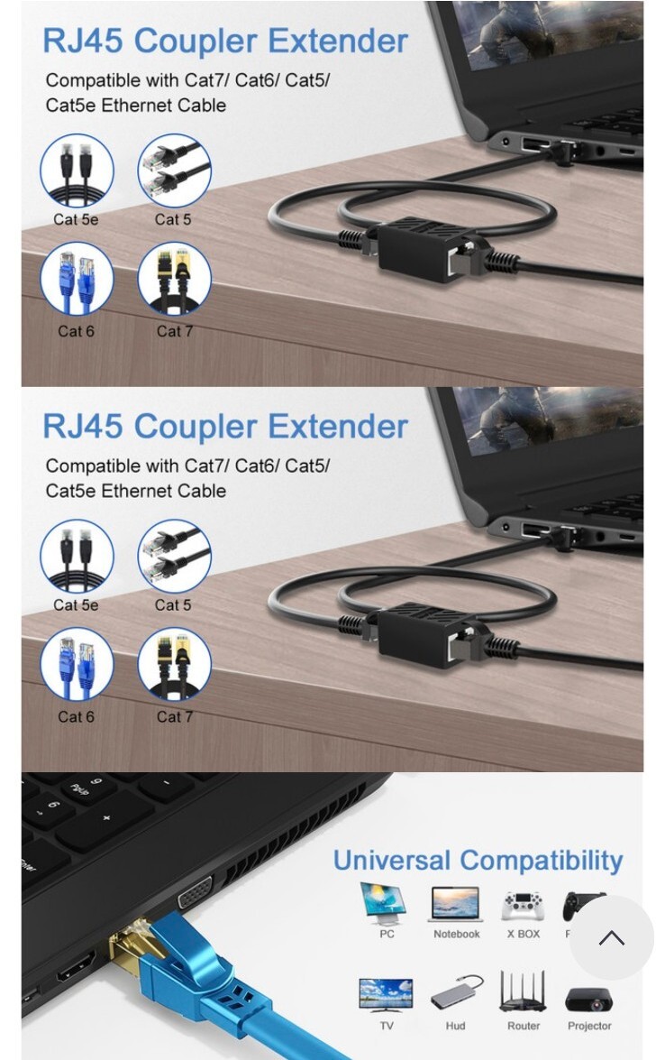 LAN Ethernet Cable Extender RJ45 cat 5 cat 6 Coupler Extender Connector Splitter