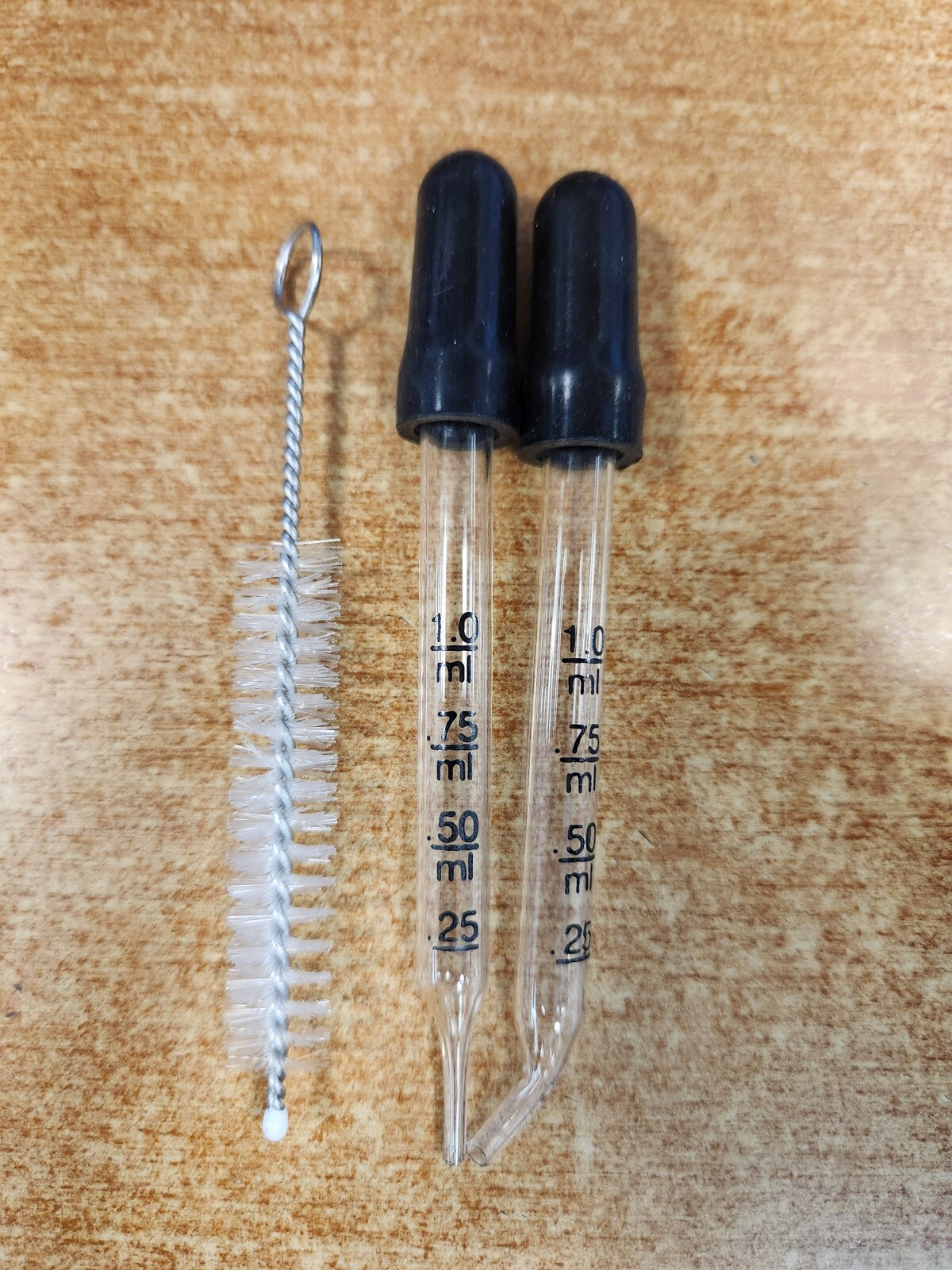 3 Pks of 24: Liquid Glass 1.0ml Droppers Straight & Bent Tip +Cleaning Brush E3B