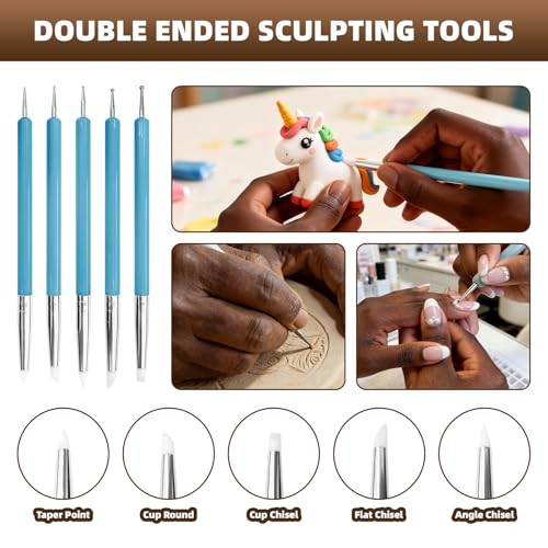 14 Pcs Ceramic Clay Sculpt Tools - Silicone & Stainless Steel Squeegee