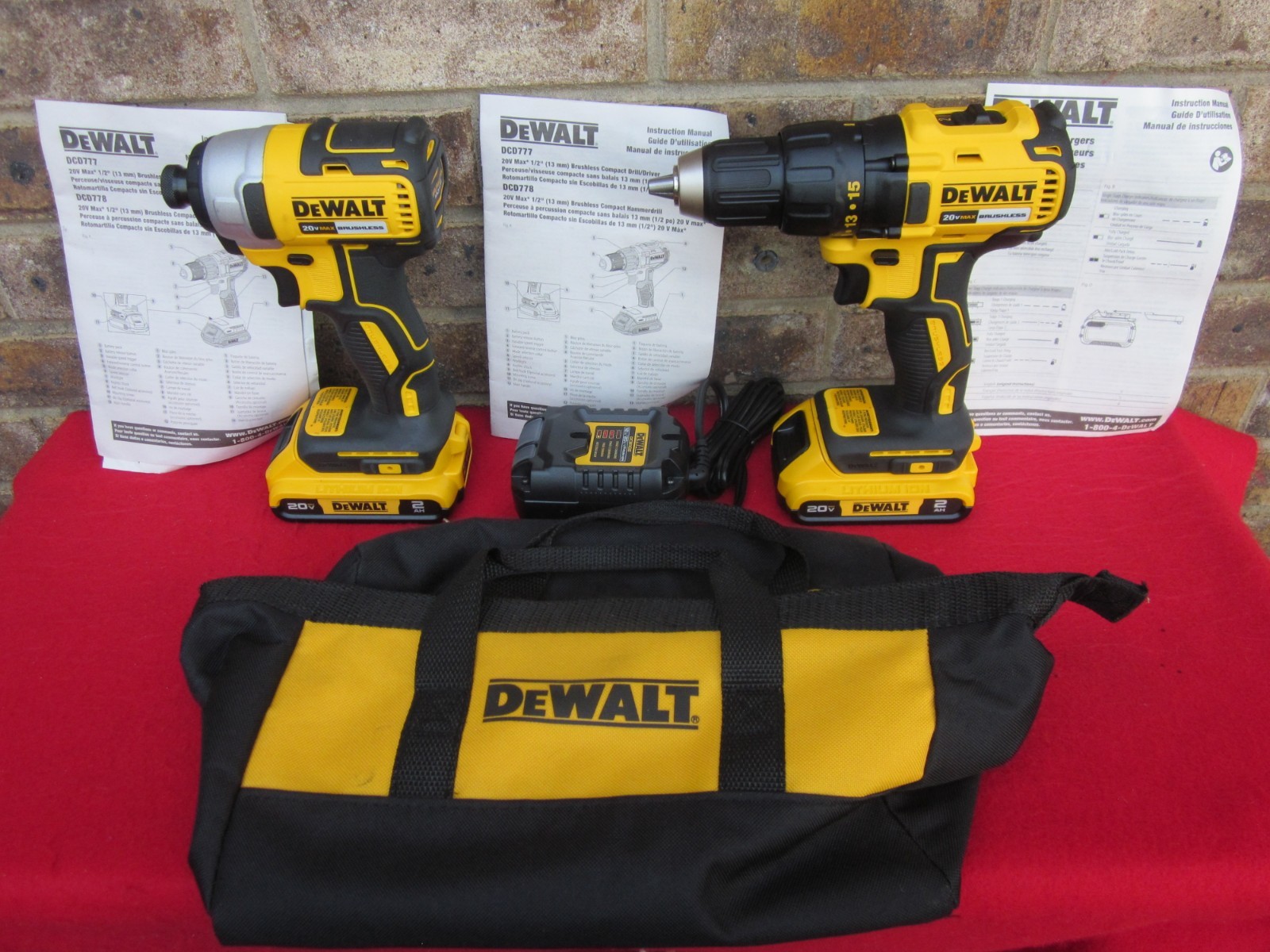 DEWALT 20-Volt MAX Combo Kit 2-Tool (2) 2.0Ah Batteries, Charger & Bag NEW