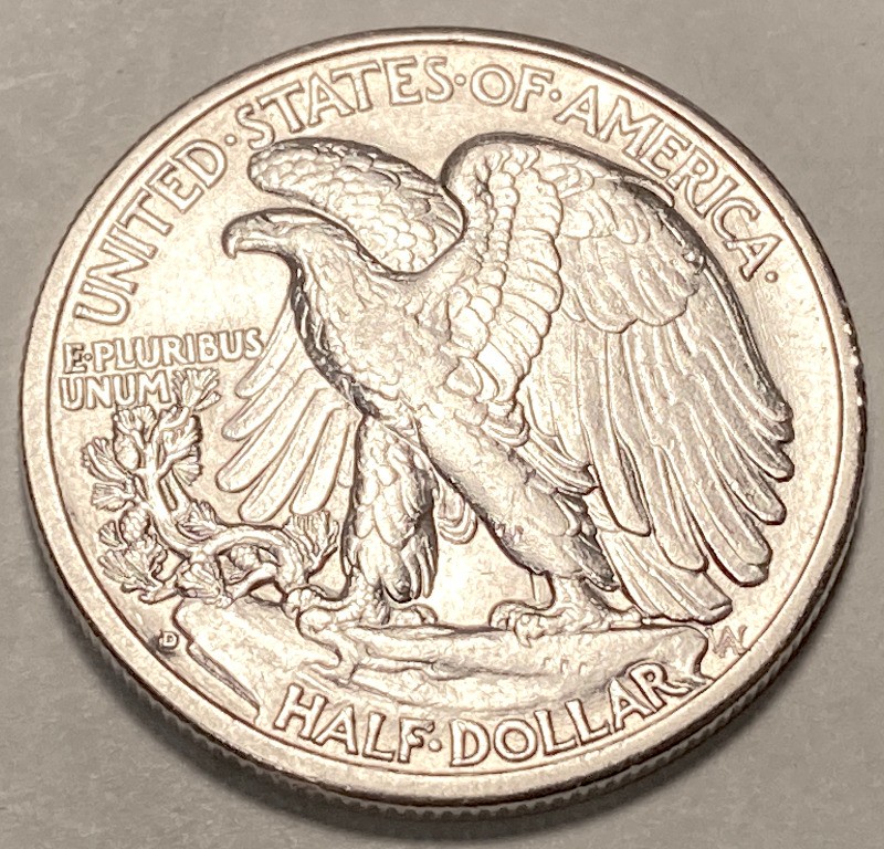 1935 D WALKING LIBERTY SILVER HALF CHOICE AU / BU