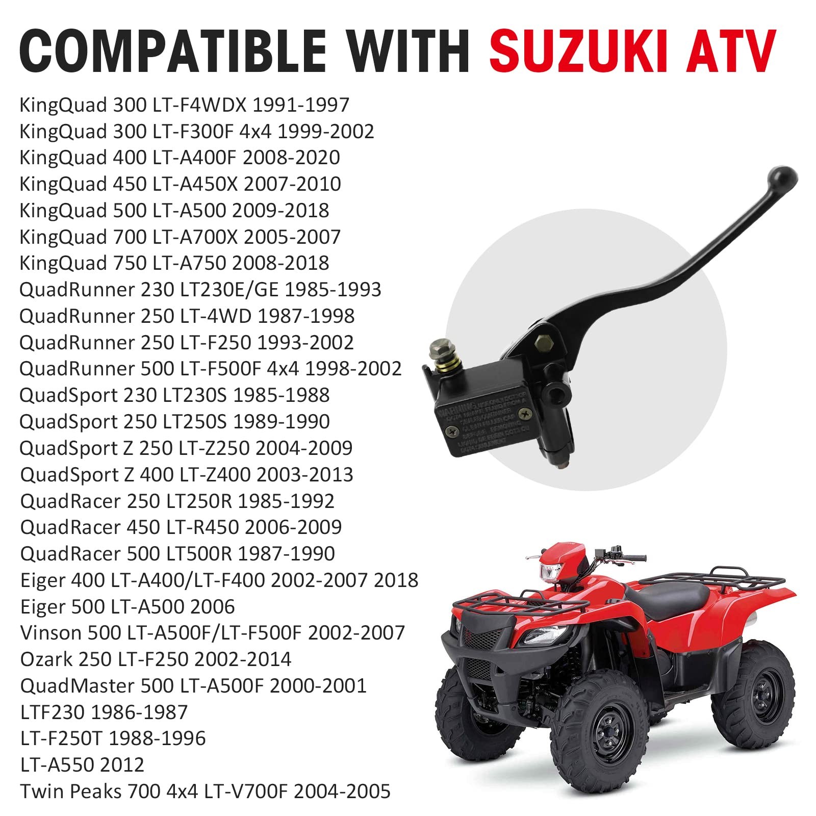 Front Brake Master Cylinder Compatible with Suzuki KingQuad QuadRunner...